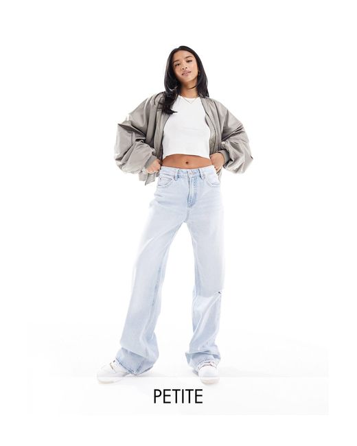 Petite - jean dad ample - clair délavé Stradivarius en coloris White