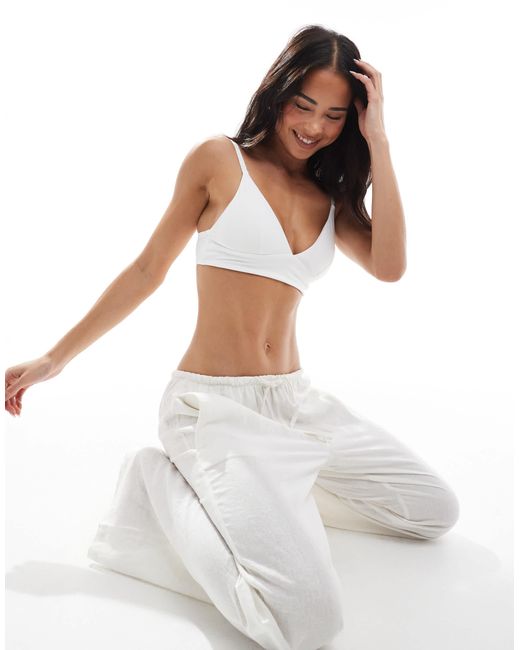 Pieces White Seamless Triangle Bra