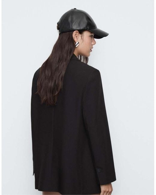 Stradivarius Black Regular Fit Blazer