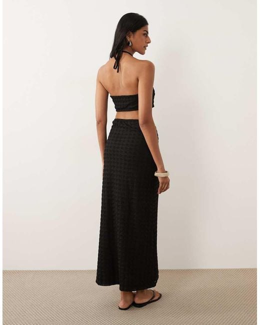 Mango Black Teen Cut Out Halterneck Embroidered Maxi Dress