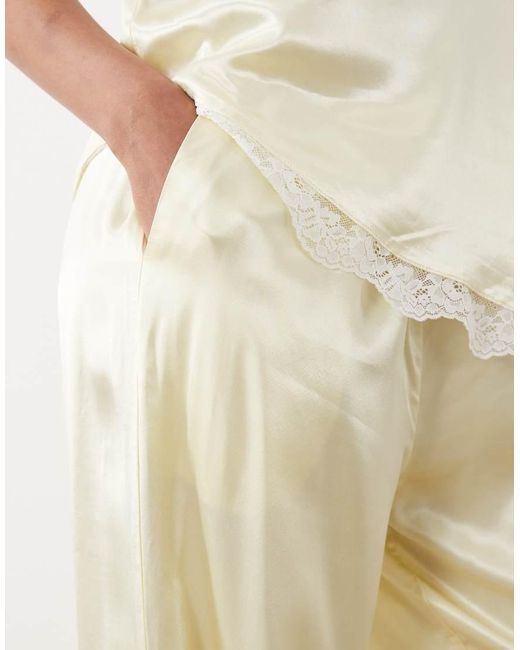 SNDY'S Natural Satin Drawstring Wide Leg Pants
