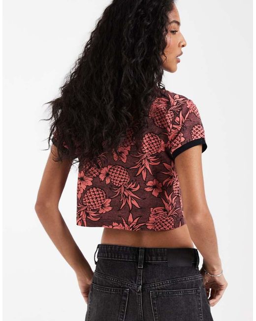 Fred Perry Red X Amy Winehouse Printed Tropical Floral Short Sleeve Polo Shirt