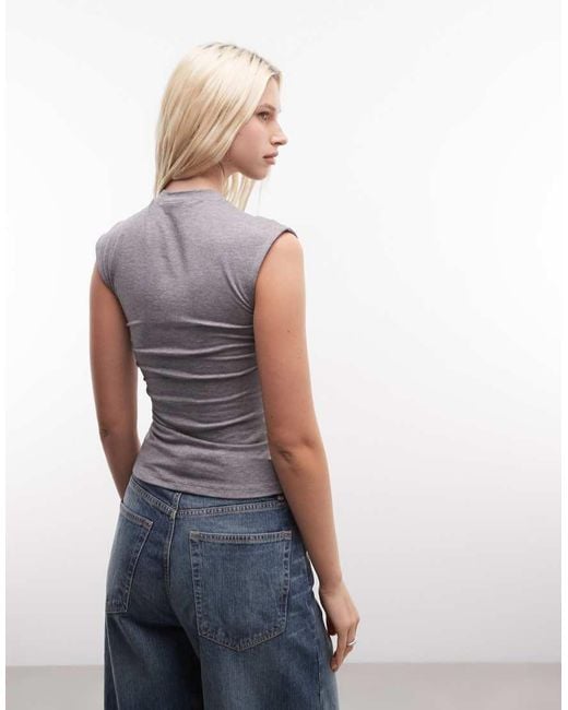 Weekday Gray Button Front Top