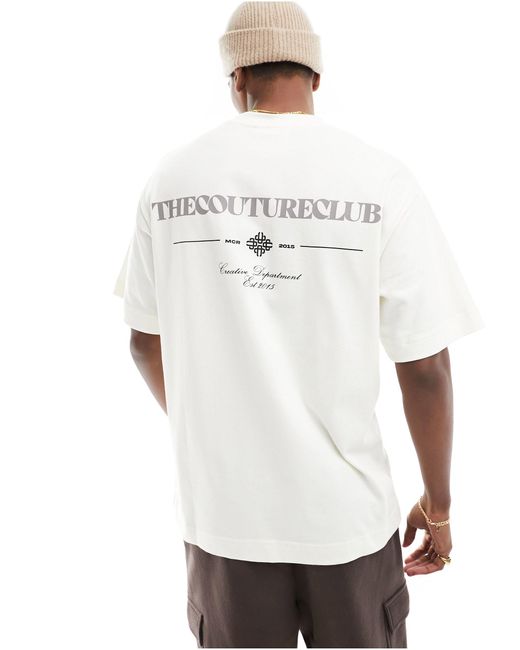 The Couture Club White Script Graphic Relaxed T-shirt for men