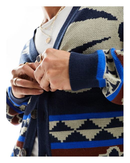 ASOS Blue Knitted Relaxed Cardigan for men