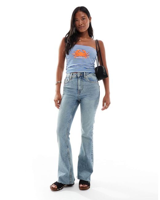 Miss Selfridge Blue Heart Pocket Flare