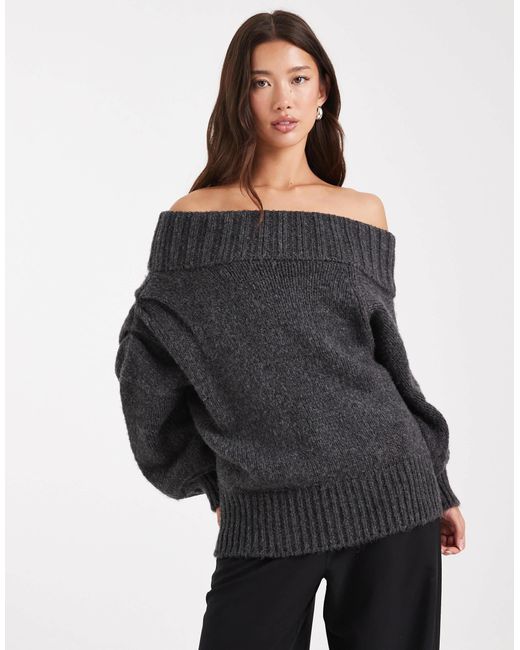 ASOS Black Drape Off Shoulder Jumper