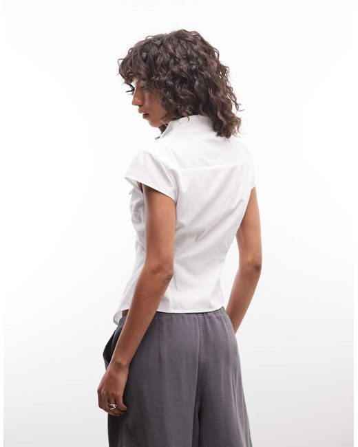 Collusion White Button Detail High Neck Shirt