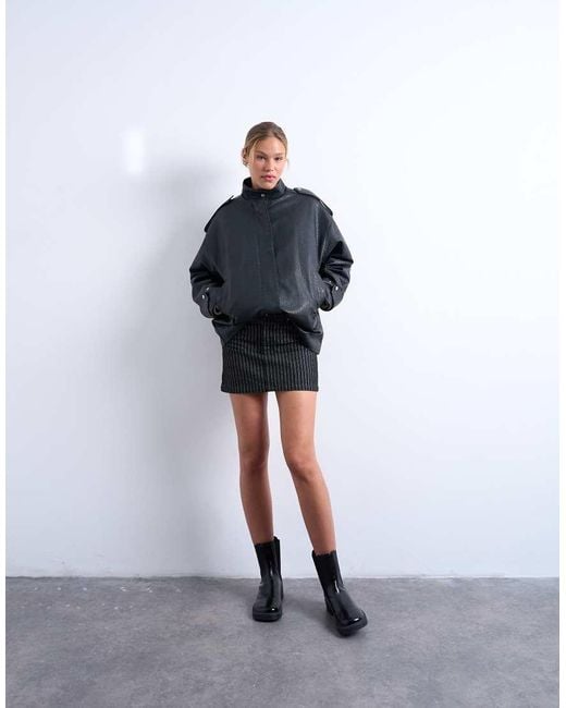 TOPSHOP White Denim Pelmet Mini Skirt