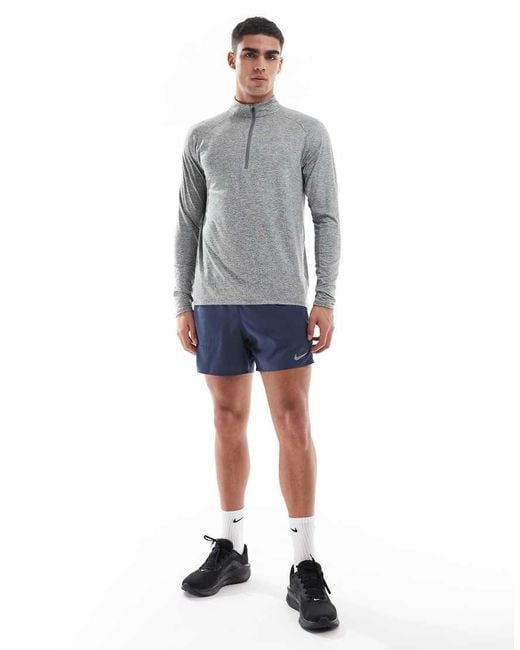 Nike Gray Stride Dri-fit Half Zip Longsleeve Top for men