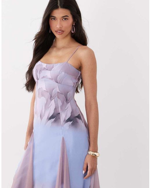 ASOS Pink Chiffon Strappy Maxi Dress With Deep Godets