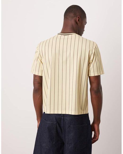 ASOS Cropped T-Shirt Van Sportieve Stof Met Strepen En Grafische Print in het Natural voor heren