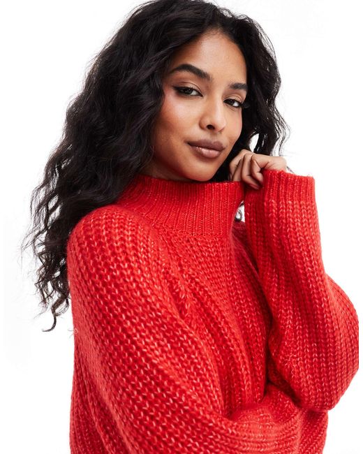 Pieces Red – hochgeschlossener pullover