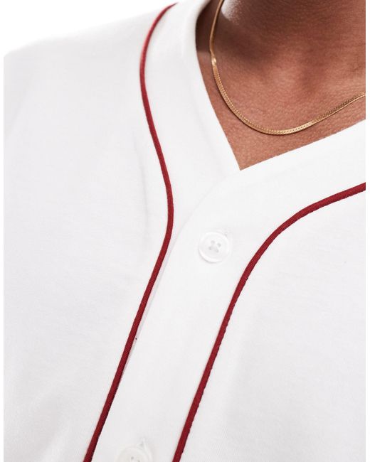 ASOS – geknöpftes baseball-t-shirt in White für Herren