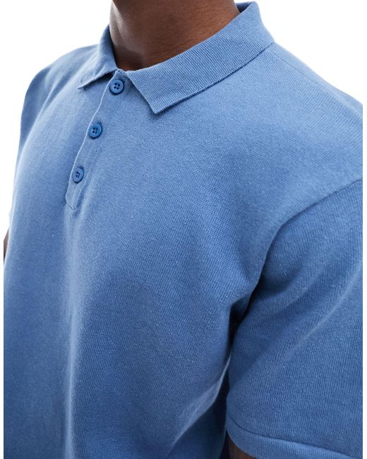 Another Influence Blue Knitted Polo for men