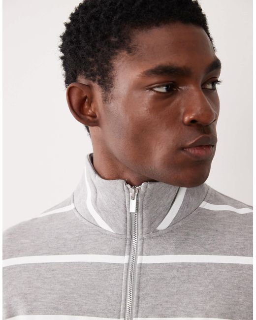 ASOS – gestreiftes basic-sweatshirt in Gray für Herren