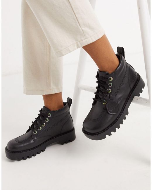 Kickers Black Kizziie Hi Cleated Low Ankle Boots