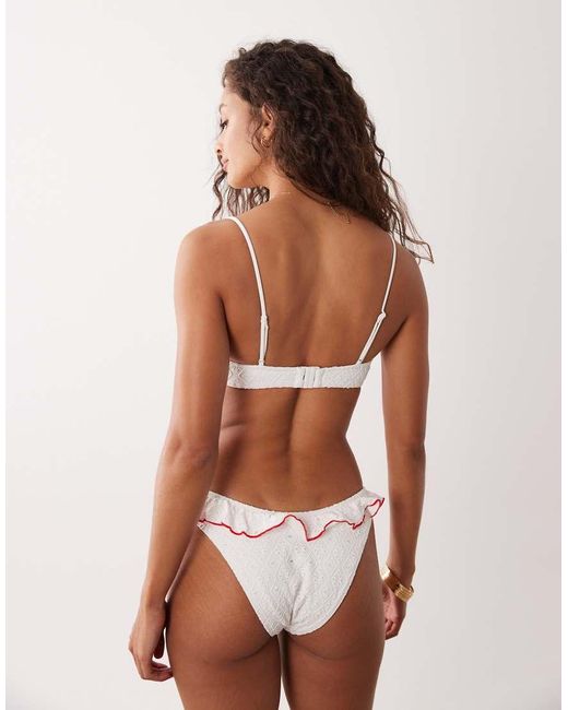 ASOS Brown Brynn Broderie Frilly Underwired Bikini Top With Chilli Charm