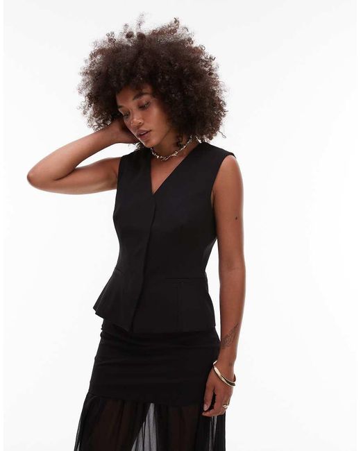 Gilet Sartoriale Accollato di ASOS in Black