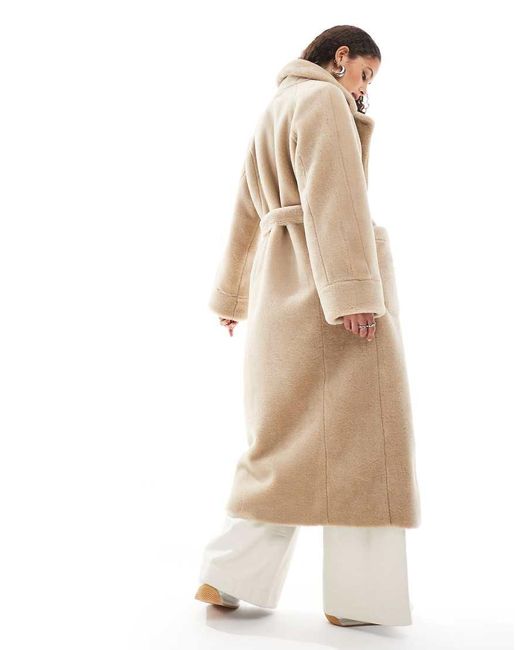 Urbancode White Faux Shearling Belted Maxi Coat