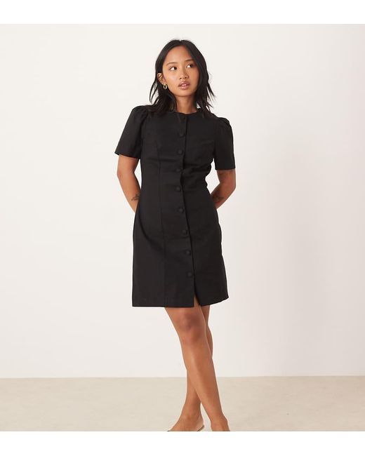 Nobody's Child Petite Black Tara Puff Sleeve Tailored Mini Dress