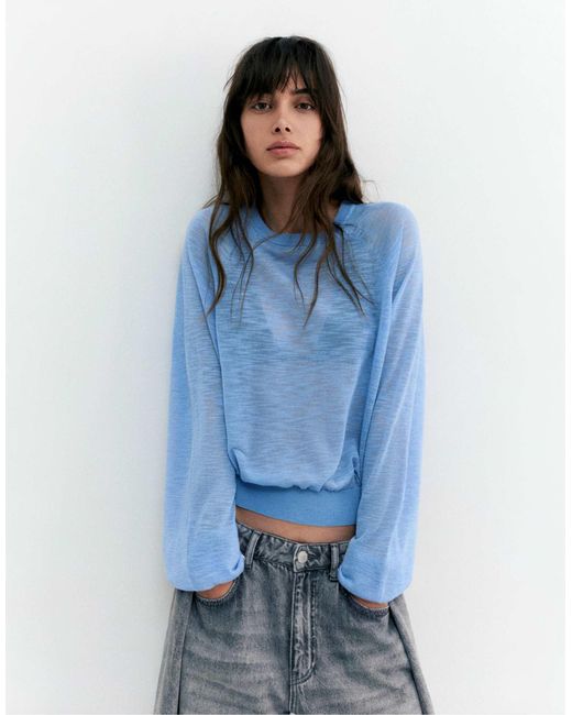 Pull&Bear Blue – pullover aus leichtem strick