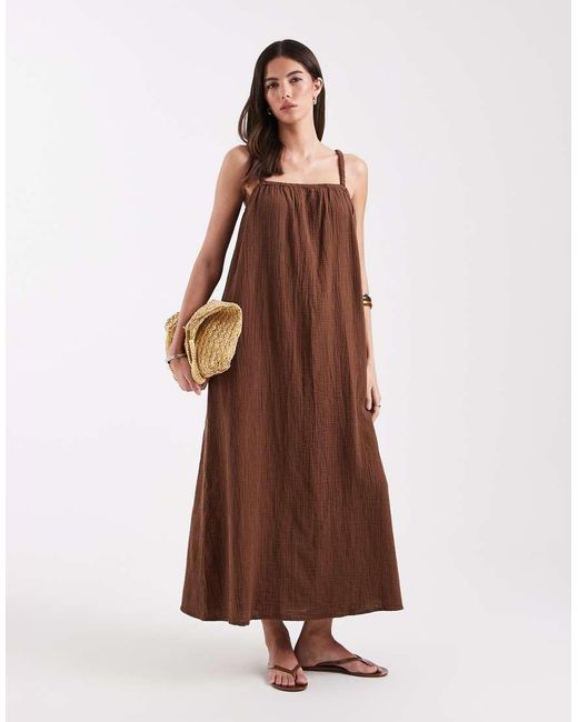 ONLY Brown Cheesecloth Maxi Dress