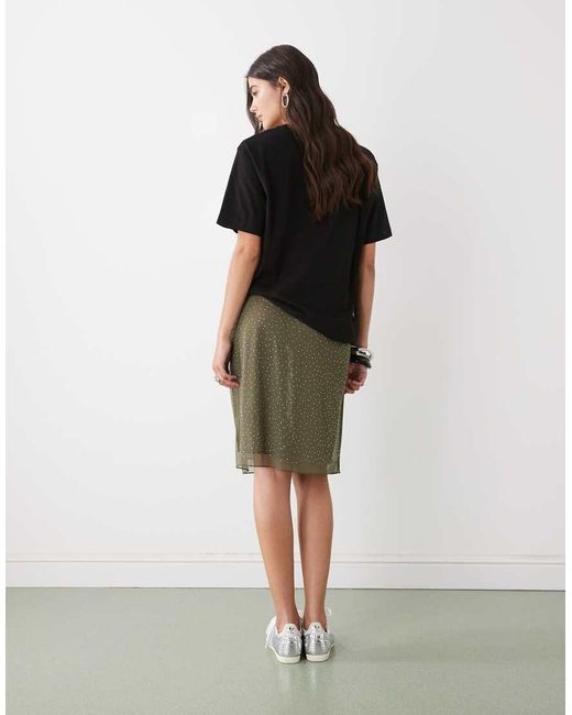 Monki Green Knee Length Skirt