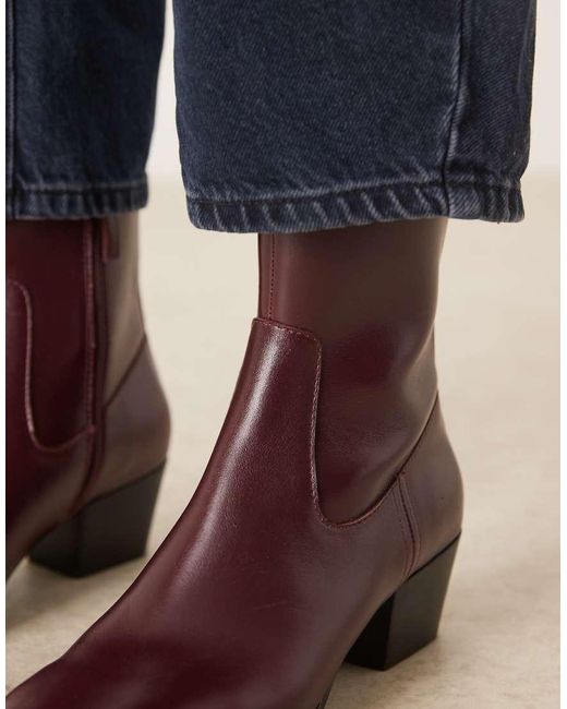 Mango Blue Square Toe Heeled Ankle Boot