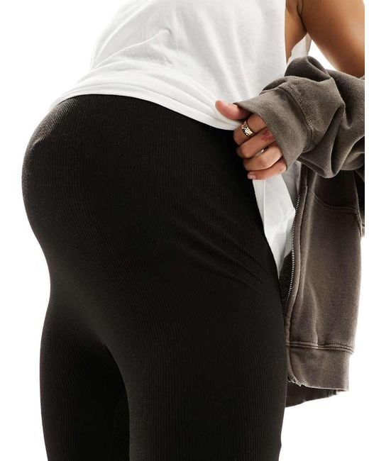 Vero Moda Black Over The Bump Seamless Ribbed Leggings