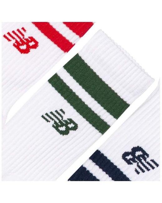 New Balance White Active Premium Stripe Crew Socks 3 Pack