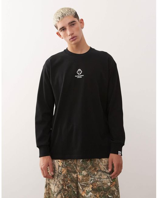 Aape By A Bathing Ape Black Aape By A Bathing Ape Boxy Long Sleeve T-shirt for men