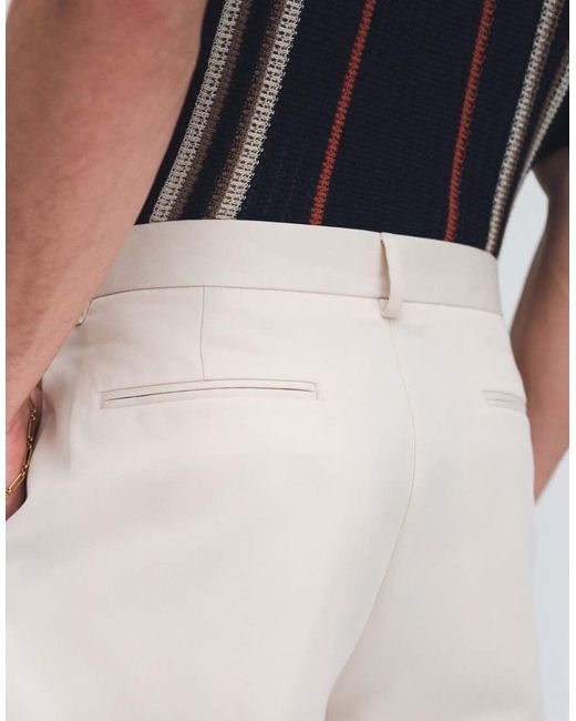 ASOS Natural Smart Pleated Wide Leg Trousers for men