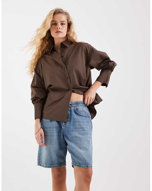 JJXX Blue Bella Check Long Sleeve Shirt