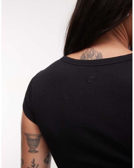 Collusion Black Wrap Front Fitted Top