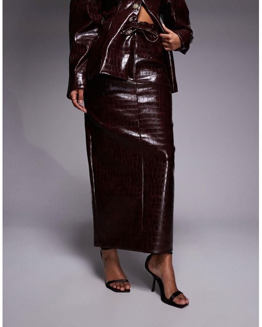 ASOS Blue Croc Pencil Midi Skirt