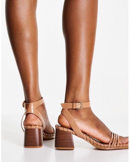 ASOS Washington - Sandalen Met Halfhoge Hak En Brede Pasvorm in het Bruin -  Lyst