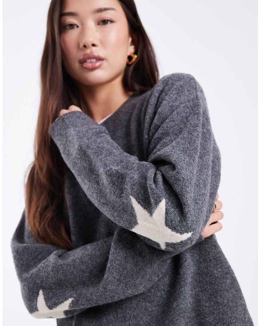Mango Blue Teen Knitted Jumper With Star Detail