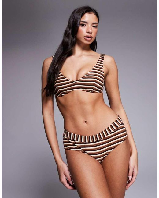 ASOS Brown Tori Towelling Seville Plunge Bikini Top