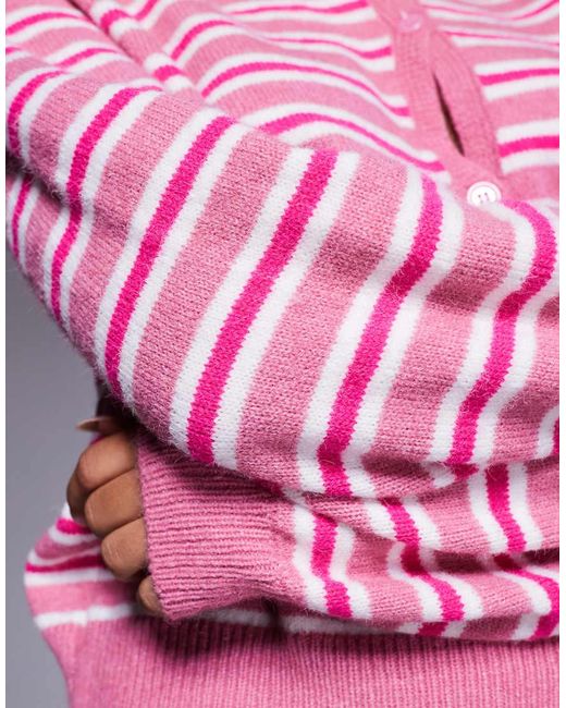 Cárdigan A Rayas Rosas Abotonado Heavenly Dream De Princess Polly de color Pink