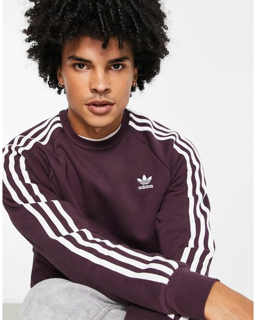 adidas Originals Adicolor Three Stripe Sweatshirt in Purple for Men | Lyst