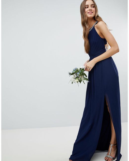 tfnc embellished back detail maxi bridesmaid dress