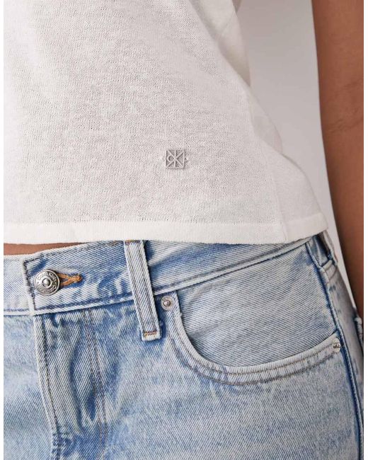 Calvin Klein White Linen Blend Backless Halter Top