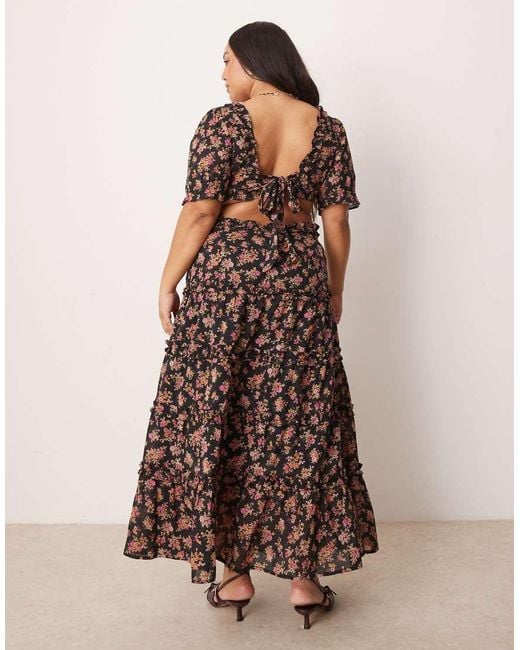Vestidos de chiffon sin tirantes con escote en corazón Morado Tallas Grandes