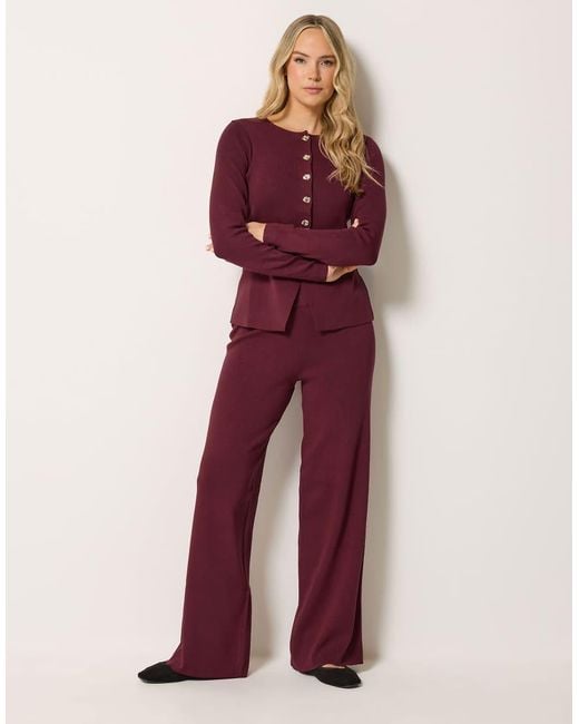 Long Tall Sally Purple Knitted Wide Leg Trousers