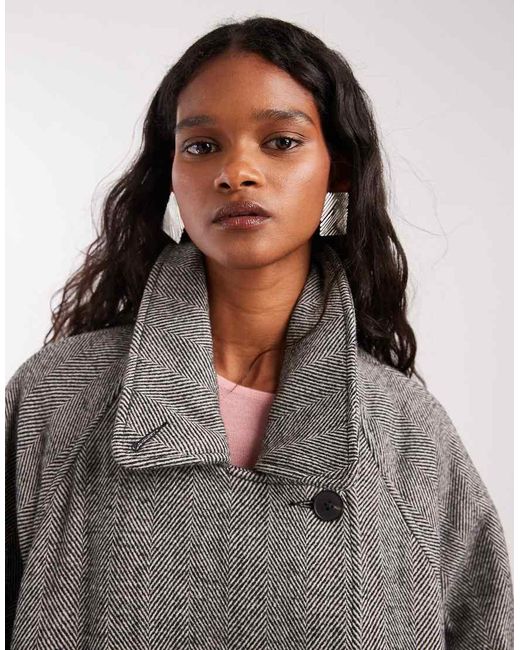 ASOS Gray Oversized Mid Length Pea Coat