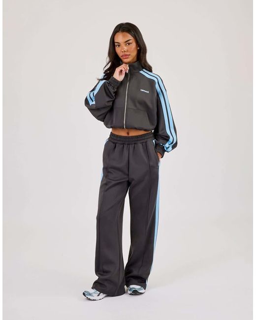 CERNUCCI Gray Taping Wide Leg Track Pant