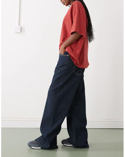Missy - jean baggy à taille basse - foncé Weekday en coloris Blue