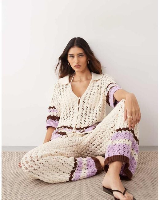 ARRANGE Natural Crochet Shirt Co-ord Cream