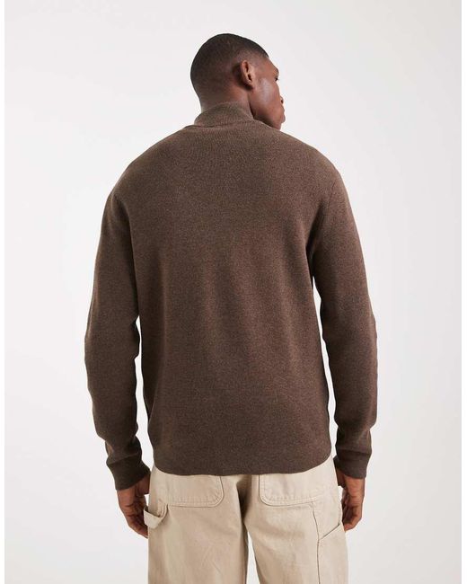 Only & Sons Brown Half Zip Knitted Jumper for men